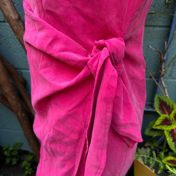 100% Silk Pink Wrap Dress - Picture 2 of 7